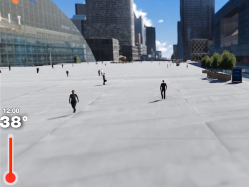 Canicule : une personne active dans le quartier de La Défense