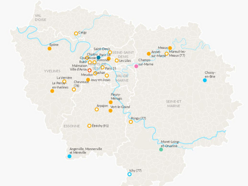 Carte des projets participatifs et citoyens d'énergie renouvelable en Île-de-France